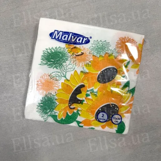 Серветка 30х30см 2-х шарова Malvar Соняшники 20шт
