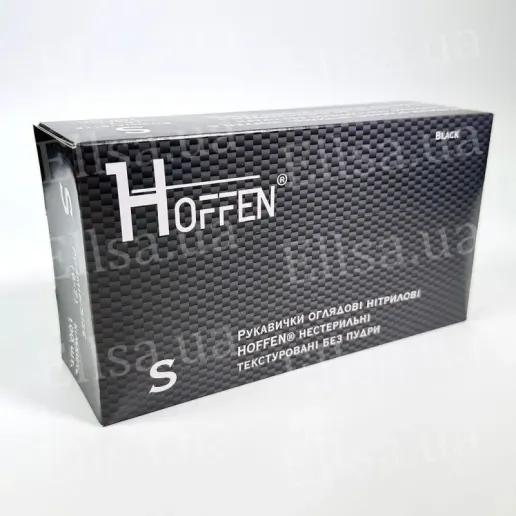 Рукавиці нетрилові чорні Hoffen S 100шт