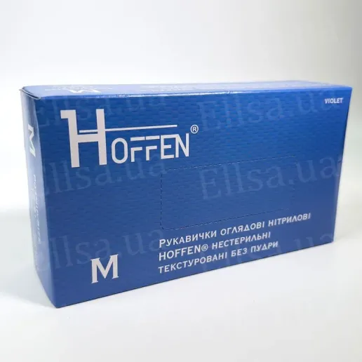 Рукавиці нетрилові голубі Hoffen M 100шт